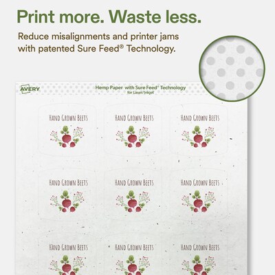 Avery Hemp Arched Square Laser/Inkjet Multipurpose Labels, 2" x 2-3/16", Off-White (480/Box)