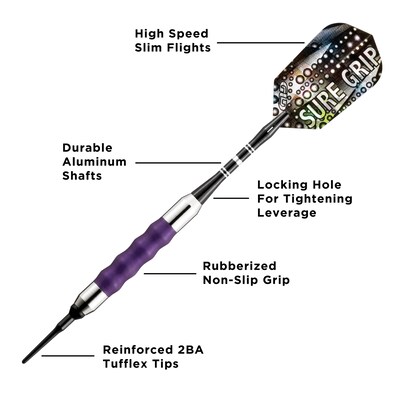 Viper Sure Grip Soft Tip Darts Purple 16 Grams (20-0009-16)