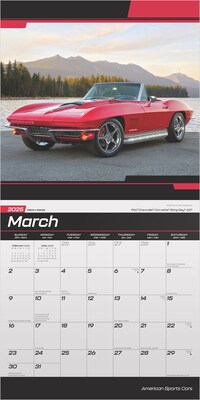 2025 Plato American Sports Cars 12" x 12" Monthly  Wall Calendar (9781975480103)