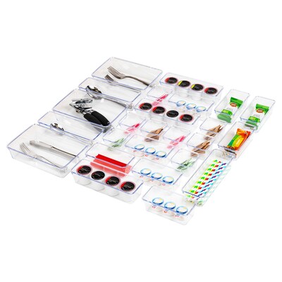 Mind Reader Stackable Plastic Desk Tray Set, Clear, 25 Pieces (DRORG25-CLR)