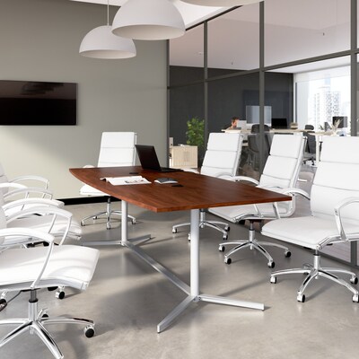 Bush Business Furniture 96W x 42D Boat Shaped Conference Table with Metal Base, Hansen Cherry (99TBM