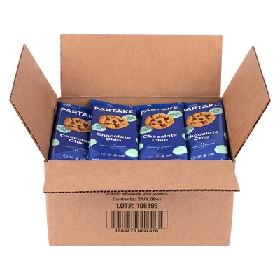 Partake Gluten Free Crunchy Chocolate Chip Cookie Snack Pack, 1.09 oz., 24/Pack (220-02417)
