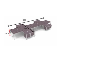Boss Office Products Simple System 60W L-Shaped Desk with File Pedestal, Driftwood, 8/Set (SGSD028-101)