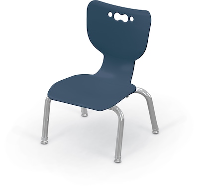 MooreCo 10 Hierarchy Student Chair with 4 Legs, Navy/Chrome Base (703673561785)
