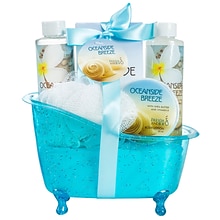 Freida and Joe Oceanside Breeze Fragrance Bath & Body Spa Gift Set in a Blue Tub Basket (FJ-46)