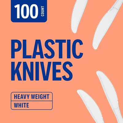 Perk™ Polystyrene Knife, Heavy-Weight, White, 100/Pack (PK56403)