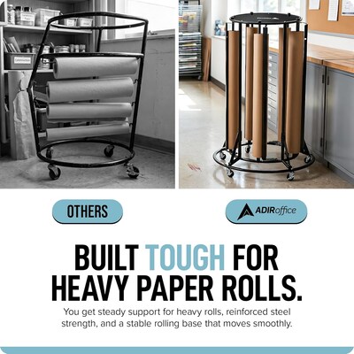 AdirKids 5 Roll Vertical Paper Roll Dispenser Wrapping Paper, 46" x 31.1" x 31.1", Black (ADIKI300-01-MK)