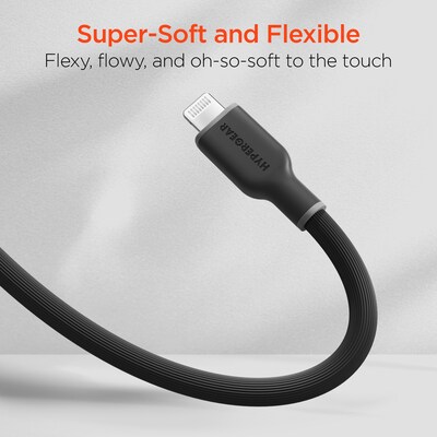 HyperGear Flexi Pro USB-C to Lightning Soft-Touch Silicone Fast Charge and Sync Cable, 10 ft., Black (16008)