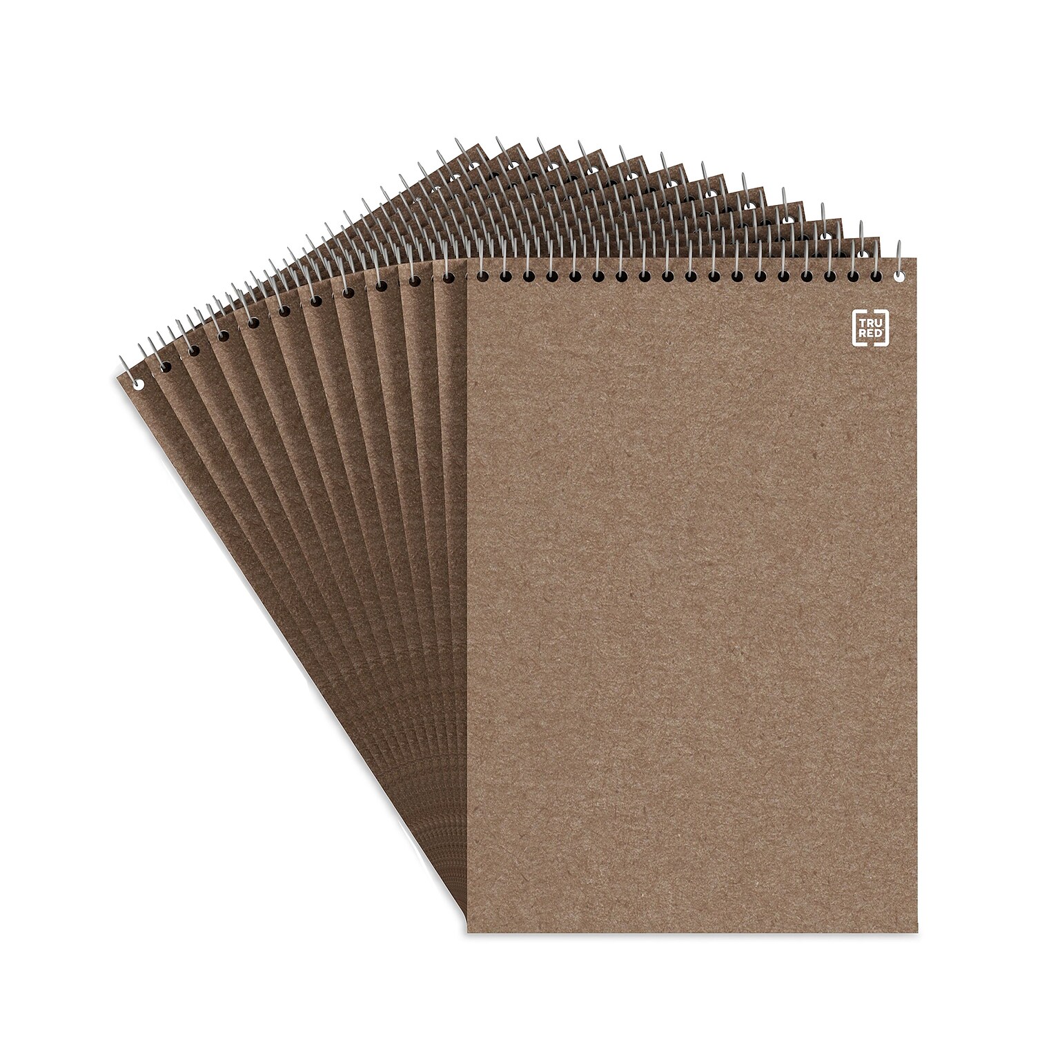 TRU RED™ Steno Pad, 6 x 9, Gregg Ruled, Kraft, 80 Sheets/Pad, Dozen (TR59940/TR58190)