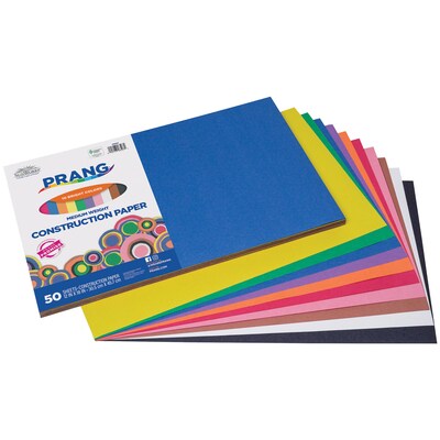 Prang 12 x 18 Construction Paper, Assorted Colors, 50 Sheets/Pack, 5 Packs/Bundle (PAC6507-5)