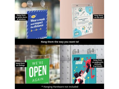 Azar Sign Holder, 4" x 6", Vertical, Wall Mounted, Clear Acrylic, 10/Pack (162732)