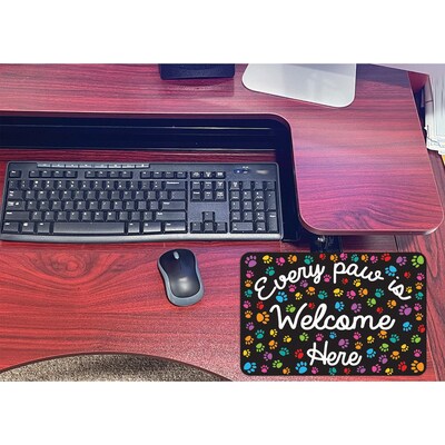 Ashley Smart Poly Computer Mouse Pad, 8" x 10", Every Paw is Welcome Here, 6/Pack (ASH12511-6)