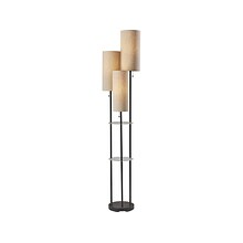 Adesso Trio 68 Matte Black Floor Lamp with Three Cylindrical Light Brown Shades (4305-01)