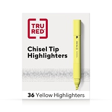 TRU RED™ Tank Highlighter with Grip, Chisel Tip, Yellow, 36/Pack (TR54581)