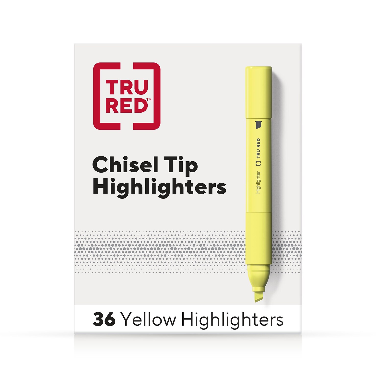 TRU RED™ Tank Highlighter with Grip, Chisel Tip, Yellow, 36/Pack (TR54581)