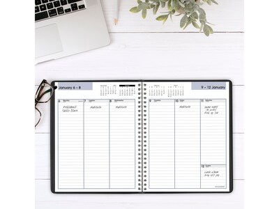2025 AT-A-GLANCE DayMinder 7" x 8.75" Weekly Planner, Faux Leather Cover, Black (G590-00-25)