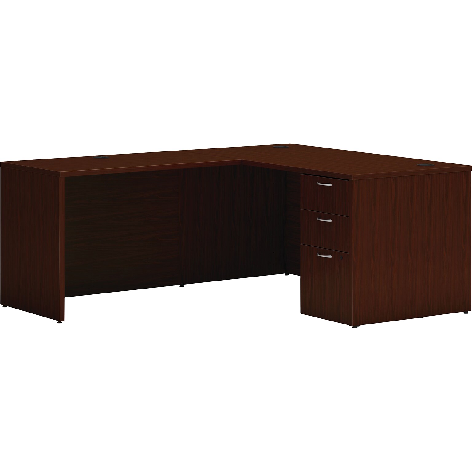 HON Mod 60W L-Shaped Single-Pedestal Desk, Traditional Mahogany (HLPL6072LDESK1BBFTM1)