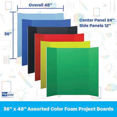 Flipside Foam Project Board, 36 x 48, Assorted Colors, 24/Carton (30049)