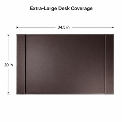 SUM Anti-Slip Faux leather Desk Pad with Side Rail, 34.5" x 24", Brown (OSCDPD001)