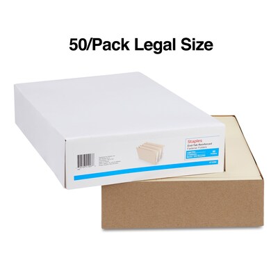 Staples® Reinforced End Tab Classification Folders, Legal Size, Manila, 50/Box (TR18360/18360)