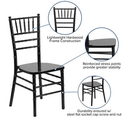 Flash Furniture HERCULES Series Wood Chiavari Chair, Black, 2 Pack (2XSBLACK)