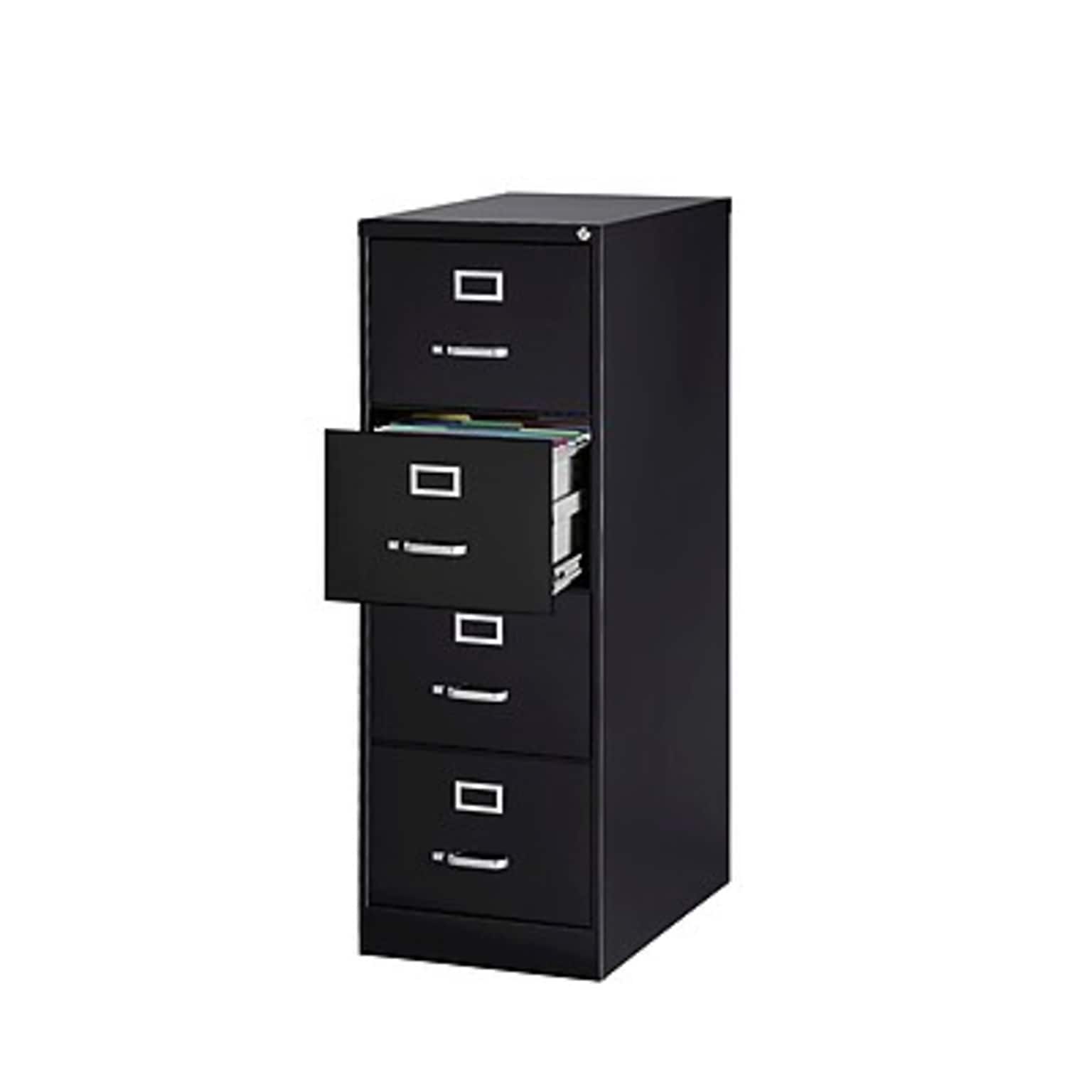 Quill Brand® Commercial 4 File Drawer Vertical File Cabinet, Locking, Black, Legal, 26.5D (13450D)