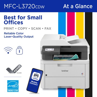 Brother MFC-L3720CDW Digital Refurbished Wireless Color All-In-One Laser Printer, Best for Home Office