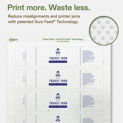 Avery Hemp Rectangle Laser/Inkjet Multipurpose Labels, 1" x 7", Off-White (320/Box)