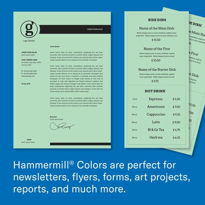 Hammermill Colors Multipurpose Paper, 20 lbs., 8.5" x 11", Green, 500 Sheets/Ream (103366)