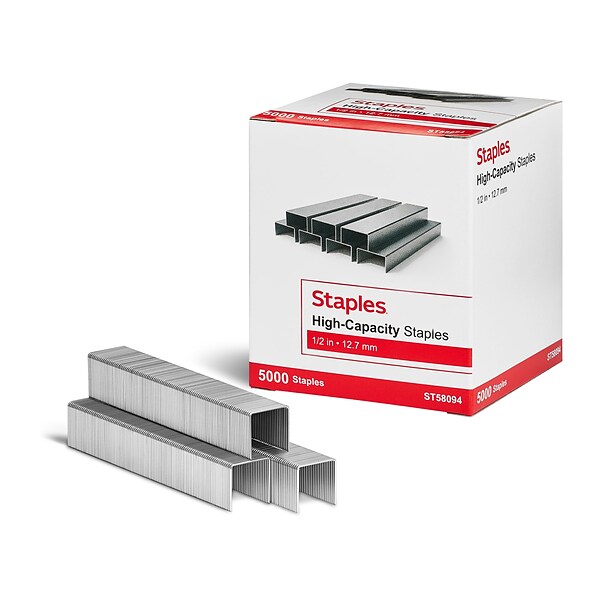 Staples High-Capacity Staples, 1/2 Leg Length, 5000/Box (TR58094)