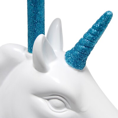 Creekwood Home Whimsilux 15.5" LED Table Lamp, White/Blue Glitter (CWT-2023-BL-LB)
