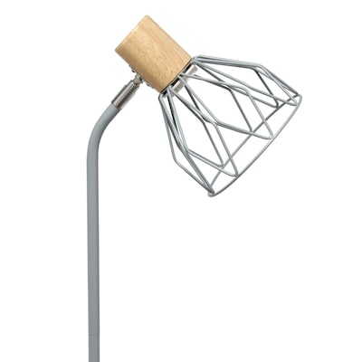 Simple Designs Farmhouse Fusion 55.91" Iron Floor Lamp with Round Shade, Gray (LF2019-GRY)