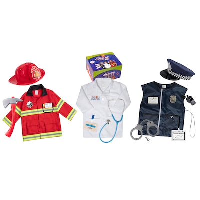Bintiva Dress Up/Drama Play Hero Trunk Set, Fireman/Police/Doctor, 13 Pieces/Set (BNVBT022)