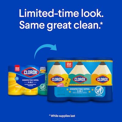 Clorox Disinfecting Wipes, Fresh/Crisp Lemon Scent, 75 Wipes/Container, 3/Pack (30208)