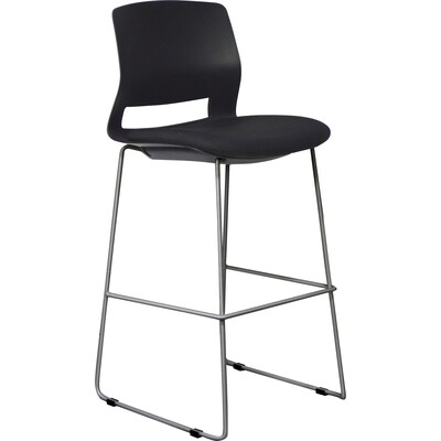 Lorell Artic Series Contemporary Fabric Full Back Counter Stool, Black/Silver, 2/Carton (LLR42951)