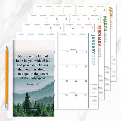 2027 TF Publishing Bible 3.5" x 6.5"  Monthly Standard Planner, Paperboard Cover, Multicolored (27-7004)