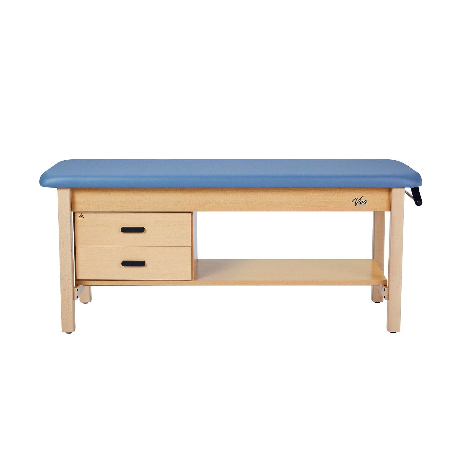 Aristo Wood H-Brace Physician Exam Table with Shelf, 2 Drawer Cabinet, Paper Cutter, Holder, 500lbs. Capacity, Blue