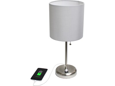 Creekwood Home Oslo LED Table Lamp, Brushed Steel/Gray (CWT-2012-GY)