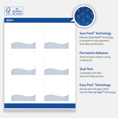 Avery Laser/Inkjet Square Multipurpose Labels, 3" x 3", White, 60/Pack (S00EV8)