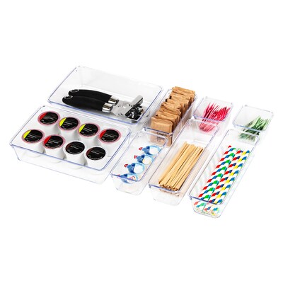 Mind Reader Stackable Plastic Desk Tray Set, Clear, 8 Pieces (DRORG8-CLR)