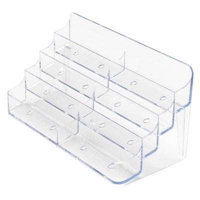 Deflecto 8-Compartment Business Card Desktop Holder, 400-Card Capacity, Clear (70801)