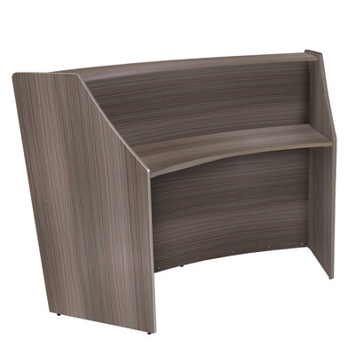 Regency Marque 72"W Curved Reception Desk Workstation, Driftwood Gray (77290GY)