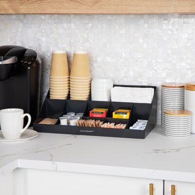 Mind Reader 11 Compartment Plastic Condiments Countertop Organizer, Black (COMORG-BLK)