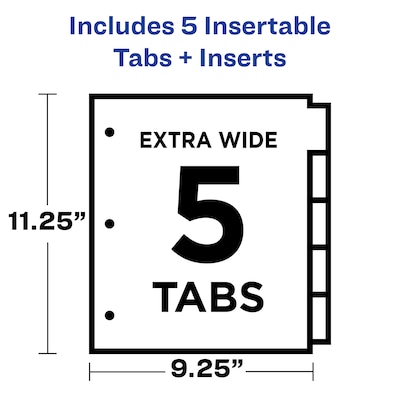 Avery Big Tab Insertable Plastic Divider, 5 Tabs, Multicolored (11902)