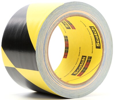 3M Striped Safety Tape, 2 x 36 yds., Black/Yellow (5702)