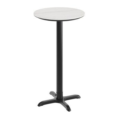 Flash Furniture Acadia 24 Round Wooden Dining Table with X-Base, White Faux Marble/Black Base (STRD24WMAT2222B)