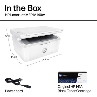 HP LaserJet MFP M140w Wireless Black & White All-in-One Laser Printer, Scanner, Copier, Best for Home Office (7MD72F)