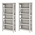 Bush Furniture Key West 66H 5-Shelf Bookcase with Adjustable Shelves, Linen White Oak Laminated Woo