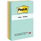 Post-it Notes, 4" x 6", Beachside Café Collection, Lined, 100 Sheet/Pad, 5 Pads/Pack (6605PKAST)