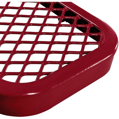 Global Industrial 8' Outdoor Steel Bench w/ Backrest, Expanded Metal, Red (277155RD)